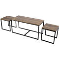 Metal and Wood Tea Table and Chairs Set